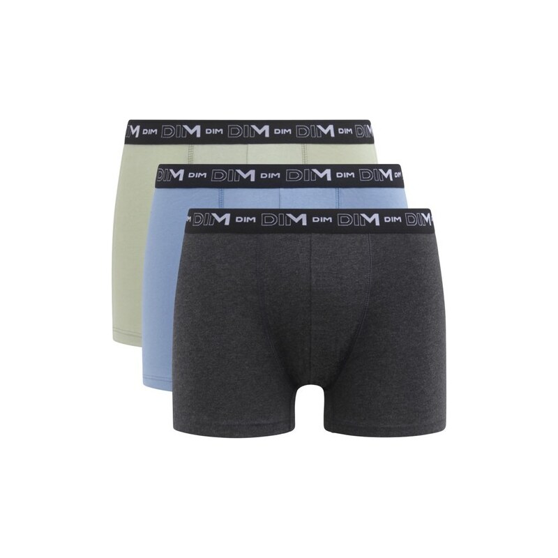 DIM COTTON STRETCH BOXER 3x - Men's boxer briefs 3 pcs - gray - light blue