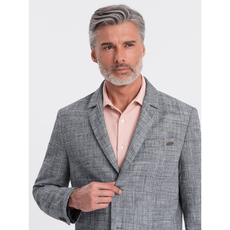 Ombre Men's REGULAR cut jacket with linen - graphite