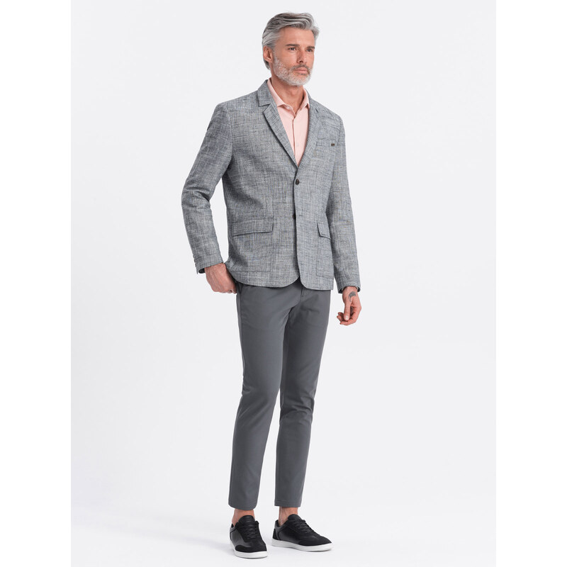 Ombre Men's REGULAR cut jacket with linen - graphite