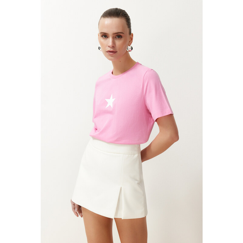 Trendyol Pink 100% Cotton Star Printed Regular/Normal Pattern