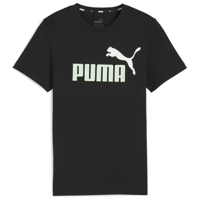 PUMA - ESS+ 2 Col Logo Tee B BAVLNĚNÉ TRIKO ČERNÉ