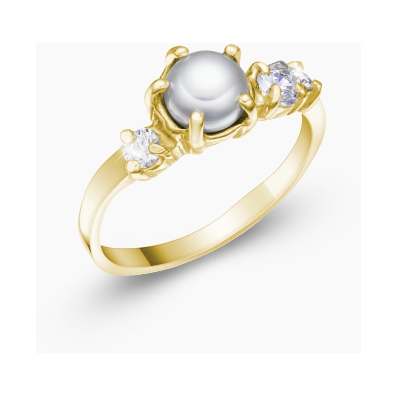 Onyx FOX Zlatý prsten s perlou a zirkony Iliana