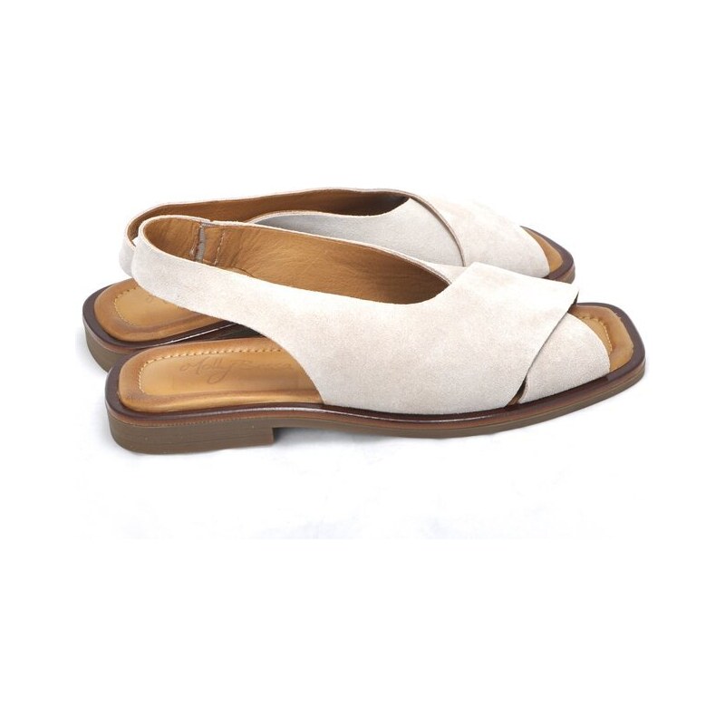 Letní sandály z broušené kůže Molly Bessa 500 1803 béžová