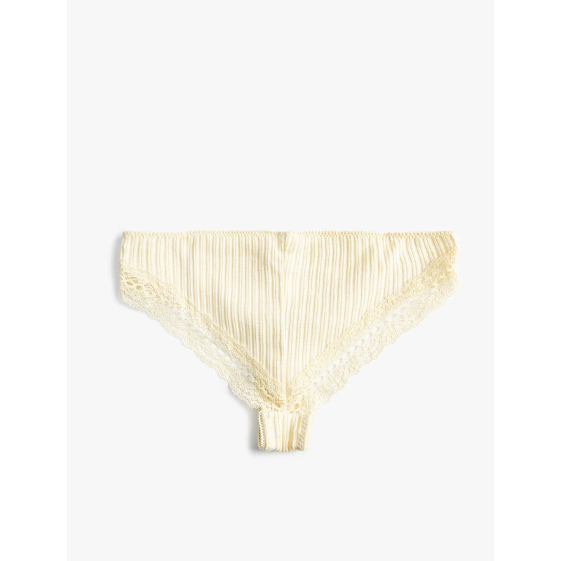 Koton Brazilian Panties Ruched Cotton Textured