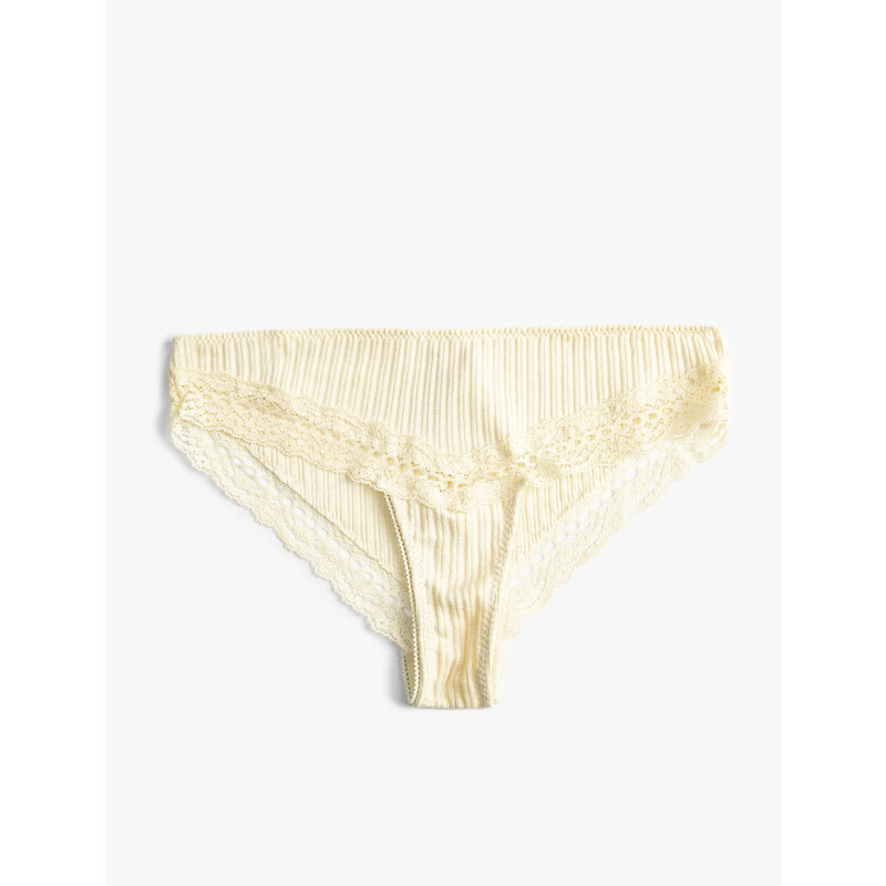 Koton Brazilian Panties Ruched Cotton Textured