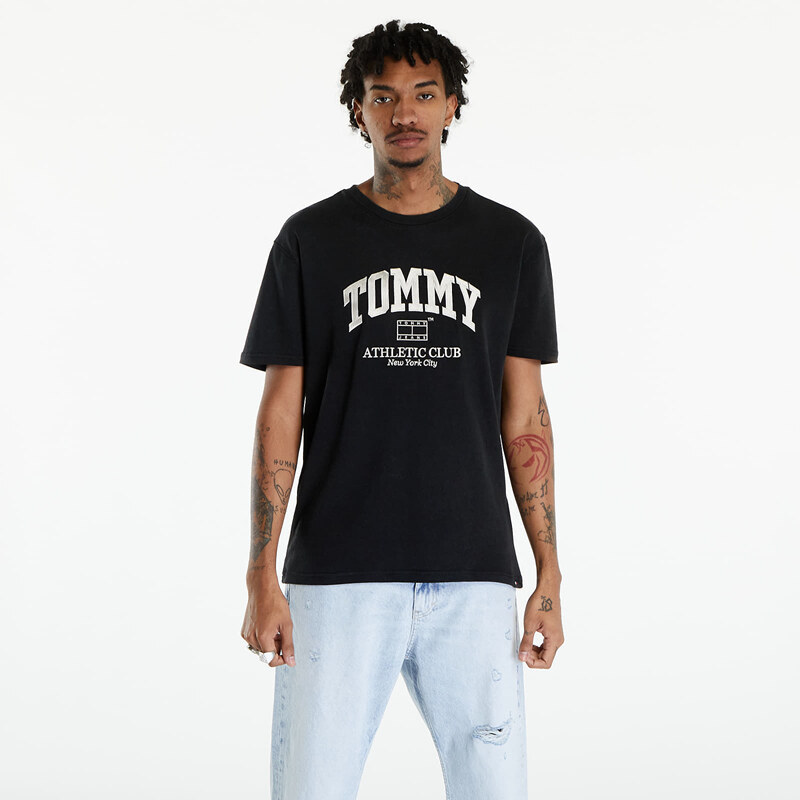 Tommy Hilfiger Pánské tričko Tommy Jeans Varsity Logo T-Shirt Black