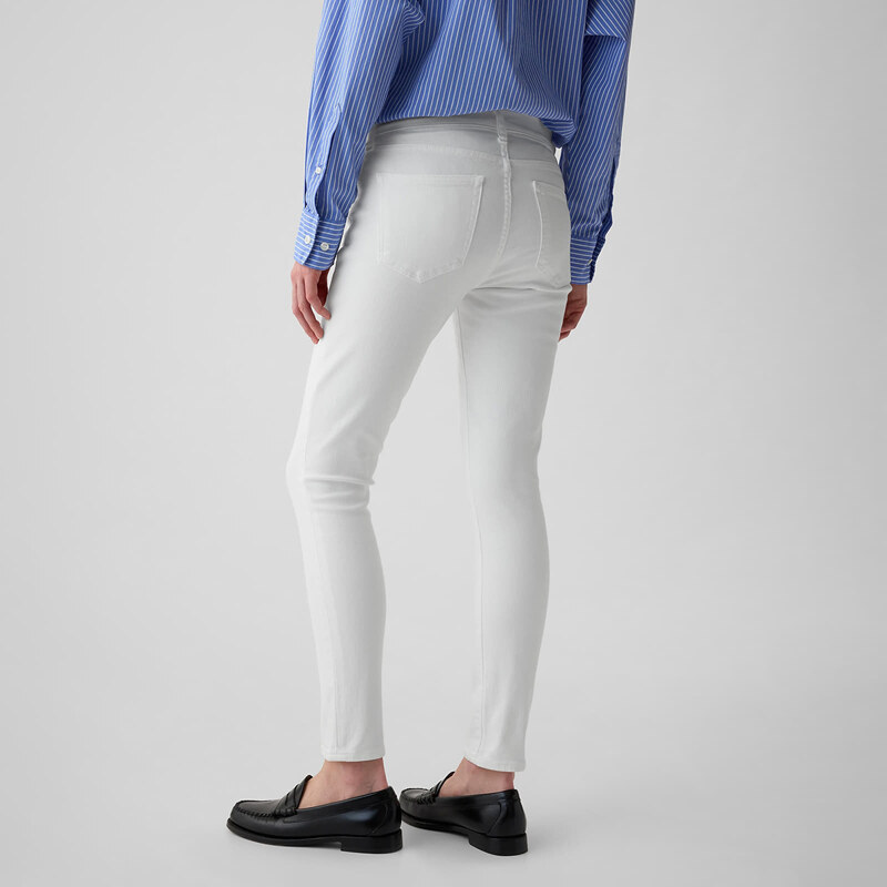 Dámské kalhoty GAP Denim Pants Skinny - Mid Rise Optic White