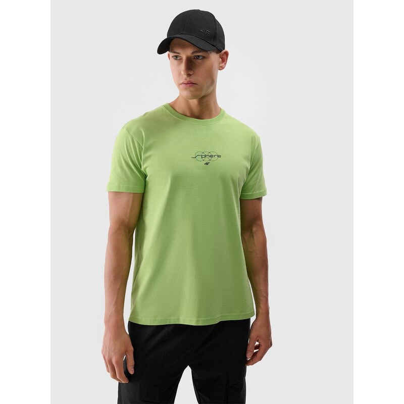 4F Pánské tričko regular s potiskem - zelené