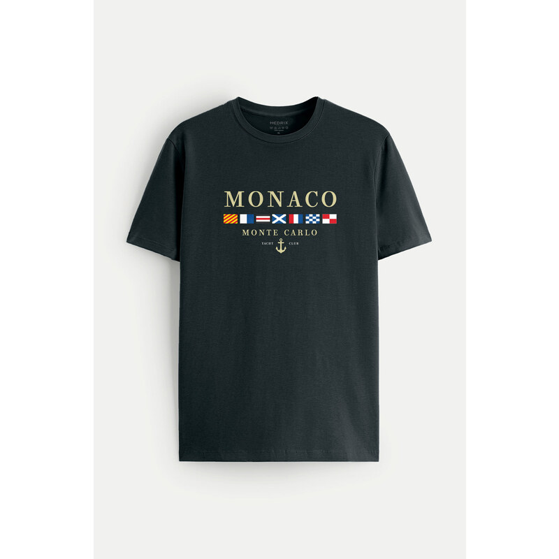 Tričko, Barva Železitě Šedá, s Potiskem Monte Carlo