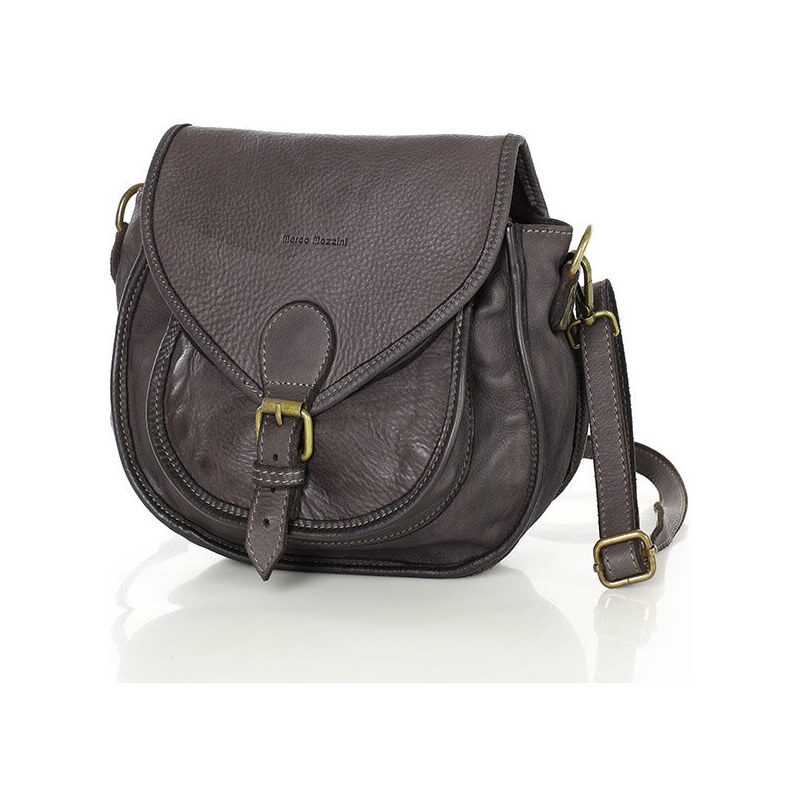 Kožená crossbody kabelka Mazzini M138 tmavě hnědá