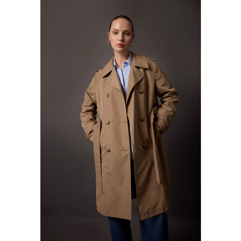 DEFACTO Waterproof Regular Fit Belted Trench Coat