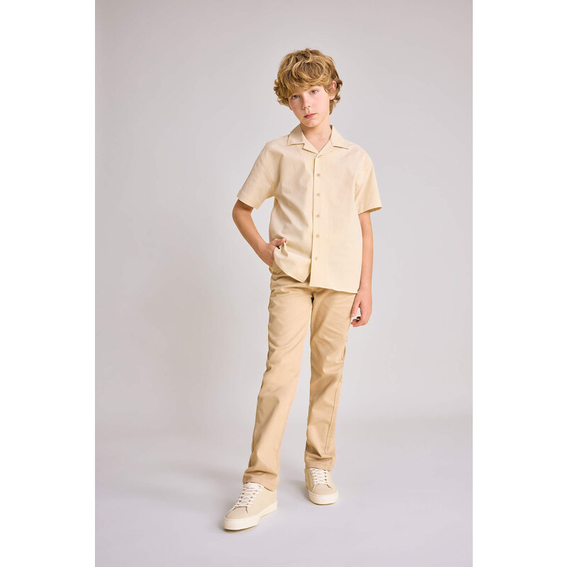 DEFACTO Boy Oversize Fit Polo Neck Waffle Shirt