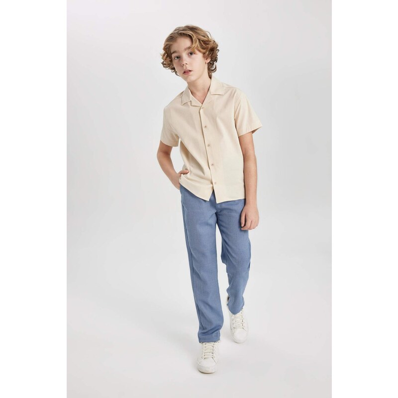 DEFACTO Boy Oversize Fit Polo Neck Waffle Shirt