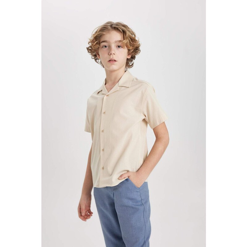 DEFACTO Boy Oversize Fit Polo Neck Waffle Shirt