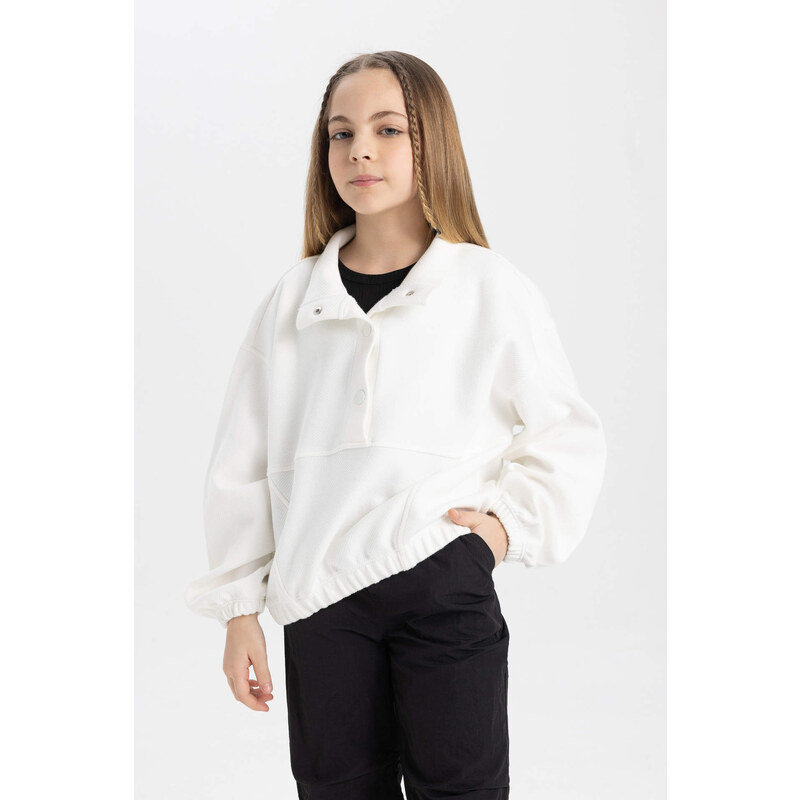 DEFACTO Girl Oversize Fit Turtleneck Sweatshirt