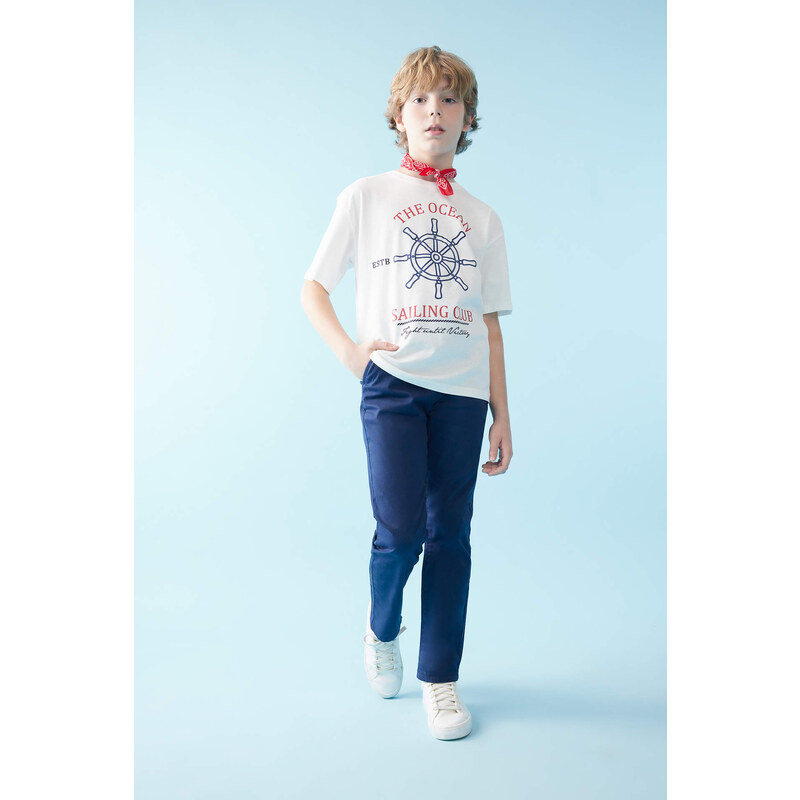 DEFACTO Boy Oversize Fit Crew Neck Printed T-Shirt