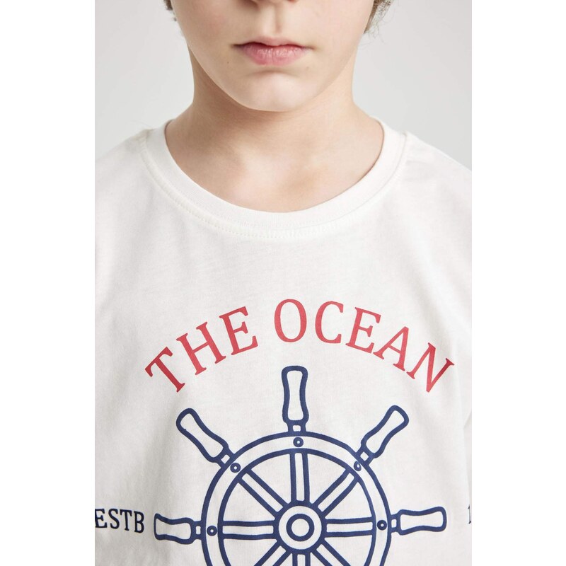 DEFACTO Boy Oversize Fit Crew Neck Printed T-Shirt