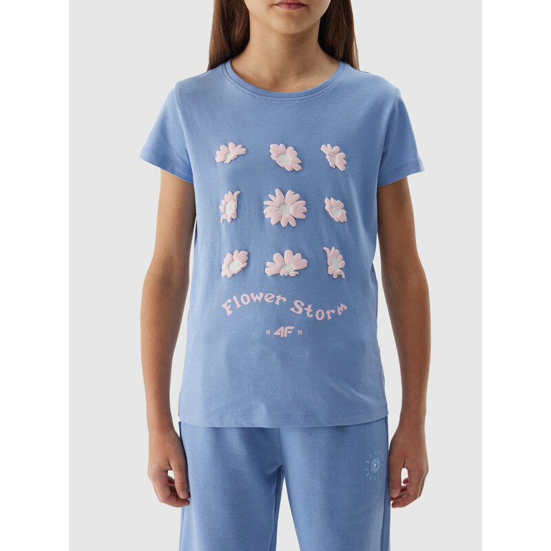 Dívčí tričko z organické bavlny 4F - denim