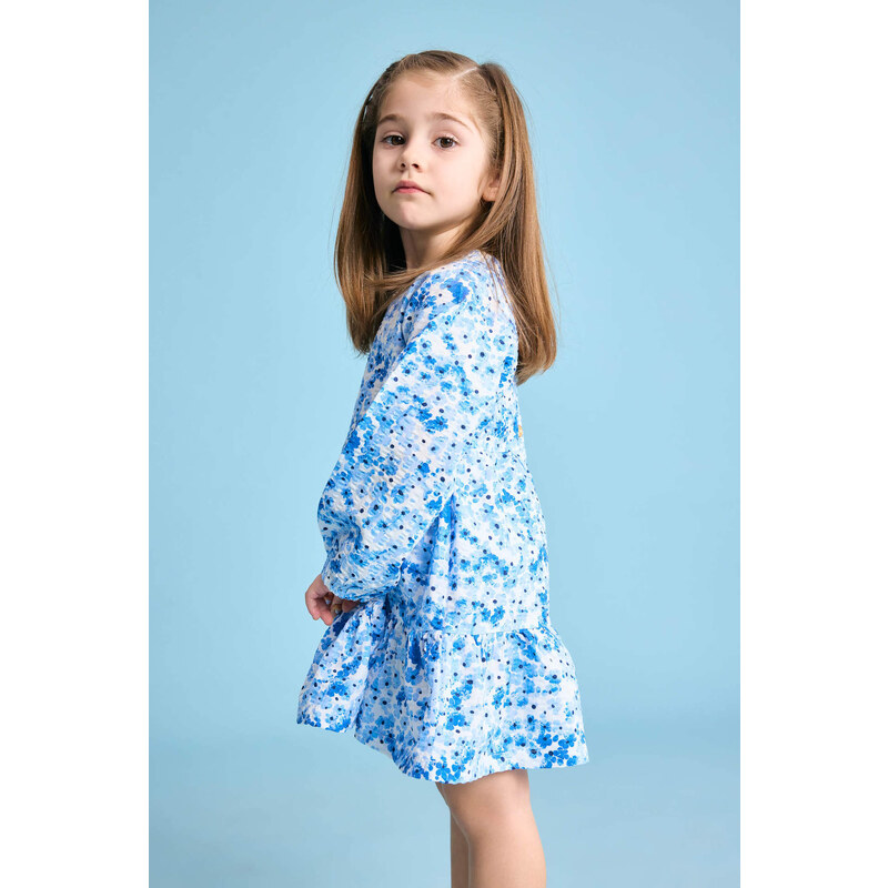 DEFACTO Baby Girl Floral Long Sleeve Textured Dress