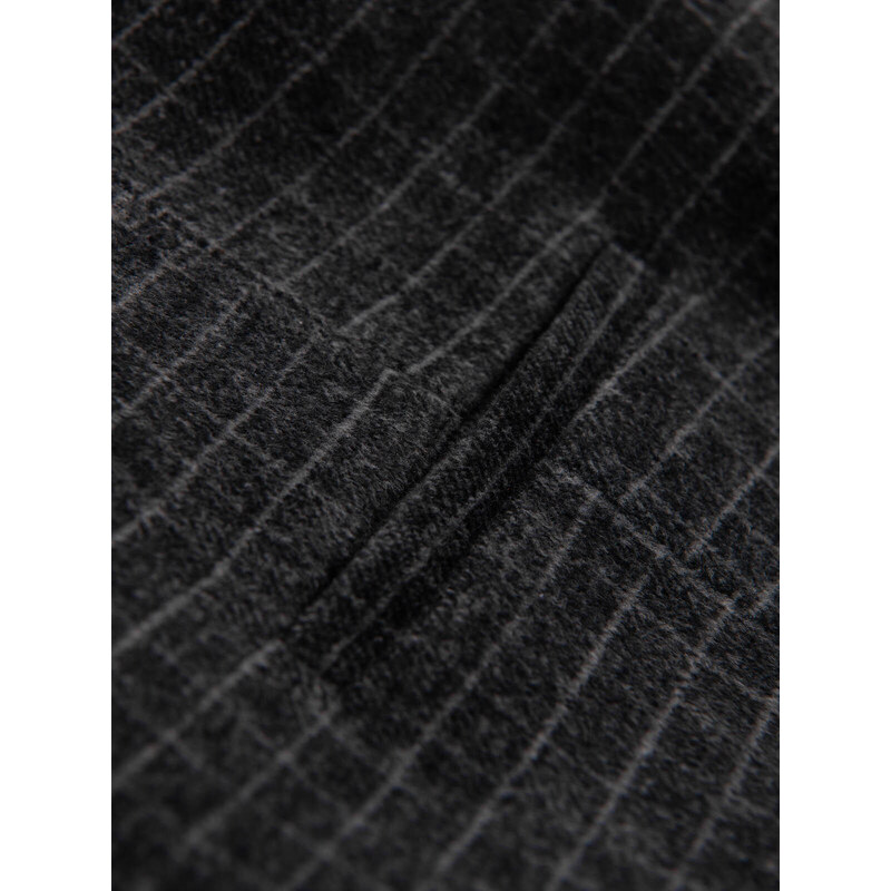 Ombre Clothing Pánská vesta z vlněné směsi s kostkovanými klopami - grafitová V1 OM-BLZV-0110