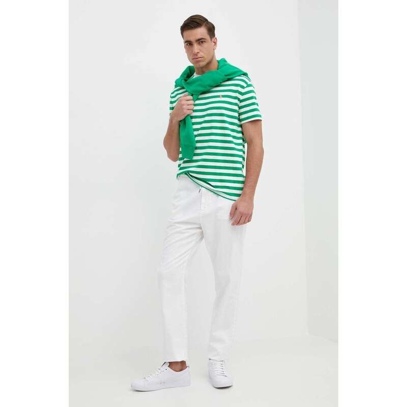 Bavlněné tričko Polo Ralph Lauren zelená barva, 710926999