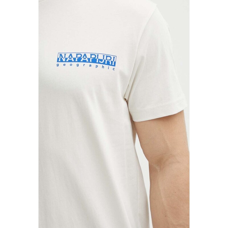 Bavlněné tričko Napapijri S-Boyd béžová barva, s potiskem, NP0A4HQFN1A1