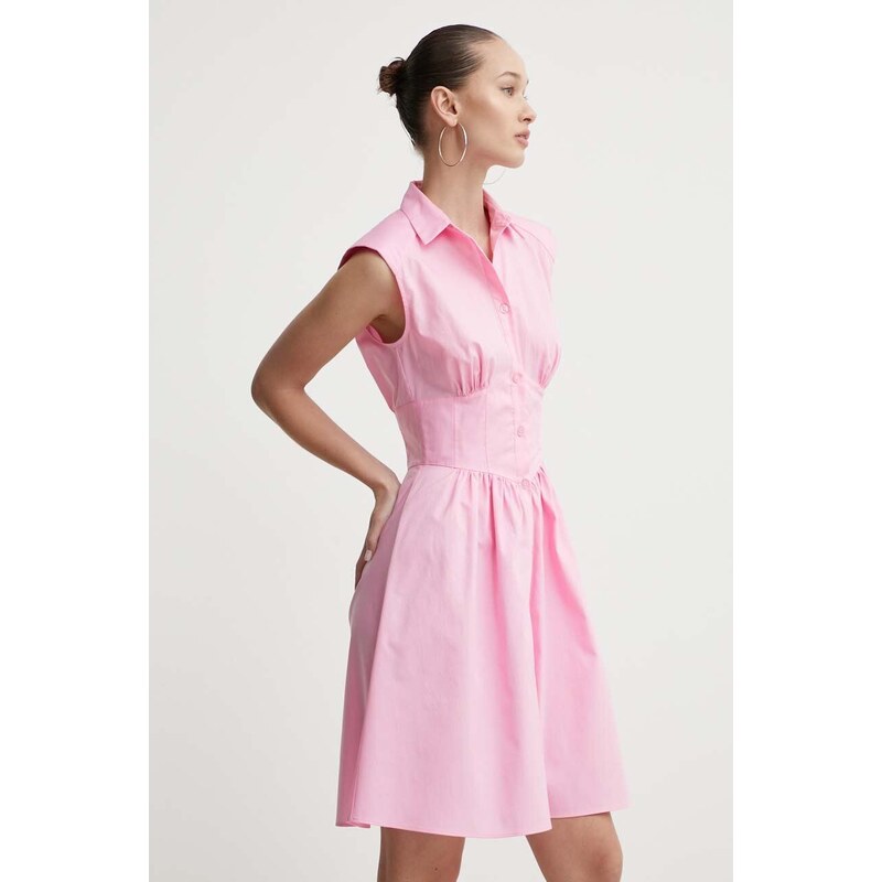Bavlněné šaty HUGO růžová barva, mini, 50512904