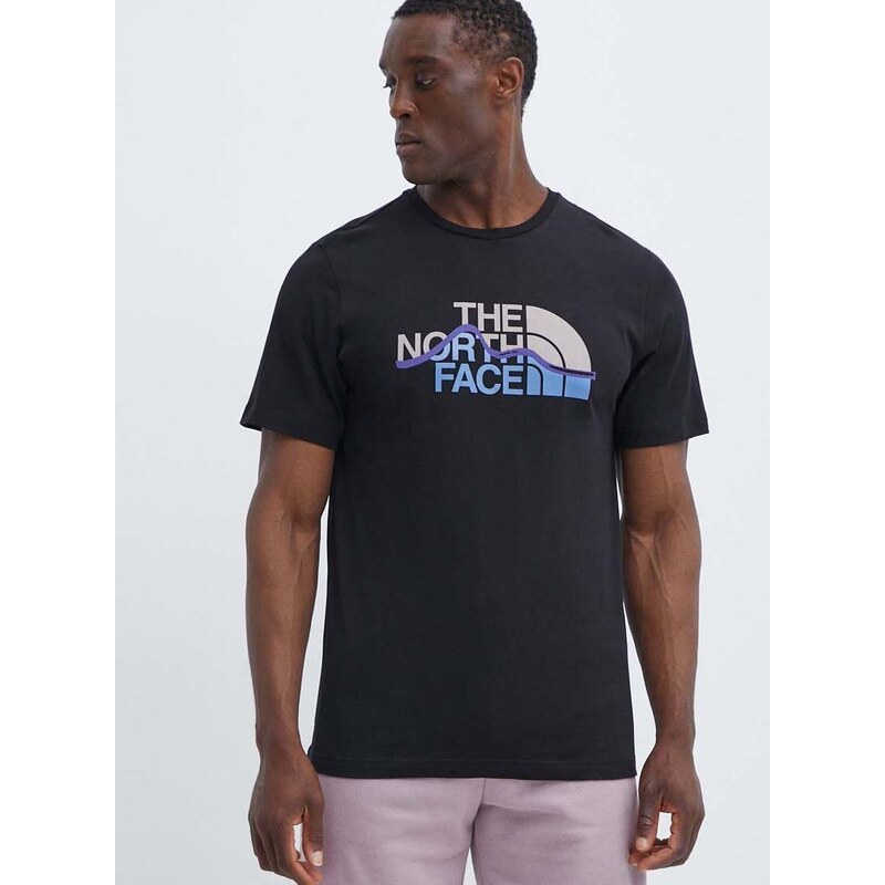 Bavlněné tričko The North Face černá barva, s potiskem, NF0A87NTJK31