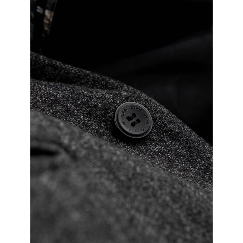 Ombre Clothing Pánská stylová žakárová bunda s jemnými proužky - grafitová V1 OM-BLZB-0113