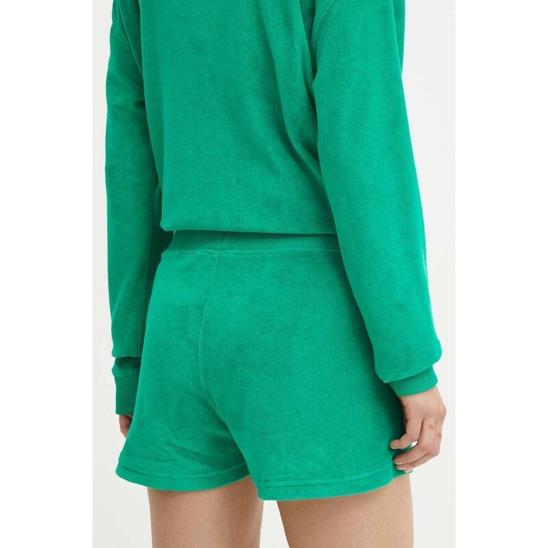 Kraťasy Polo Ralph Lauren dámské, zelená barva, hladké, high waist, 211936222