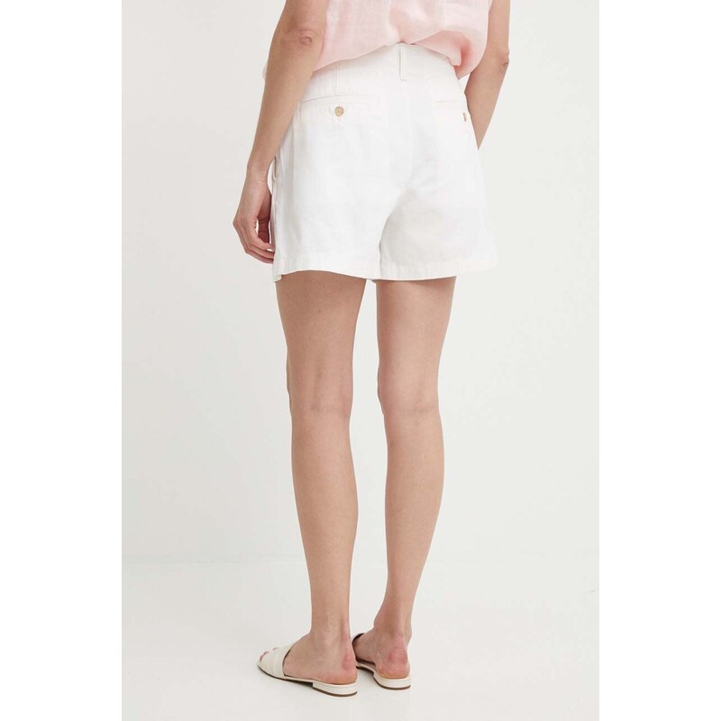 Bavlněné šortky Polo Ralph Lauren bílá barva, hladké, high waist, 211939691