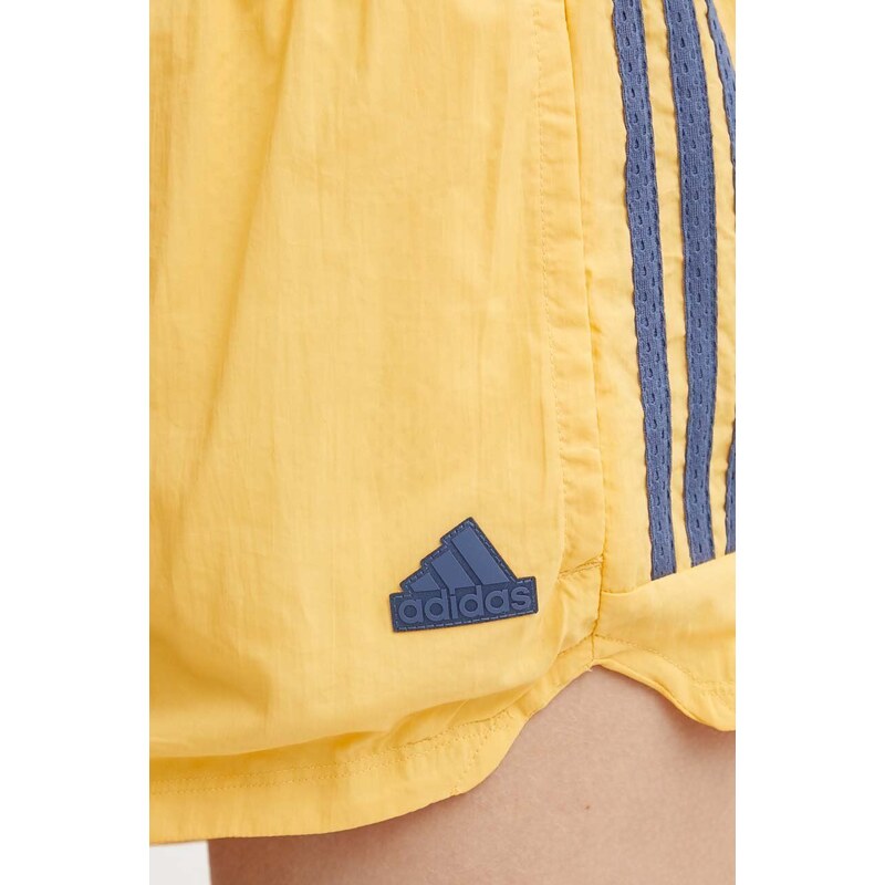 Kraťasy adidas TIRO dámské, žlutá barva, s aplikací, high waist, IS0722