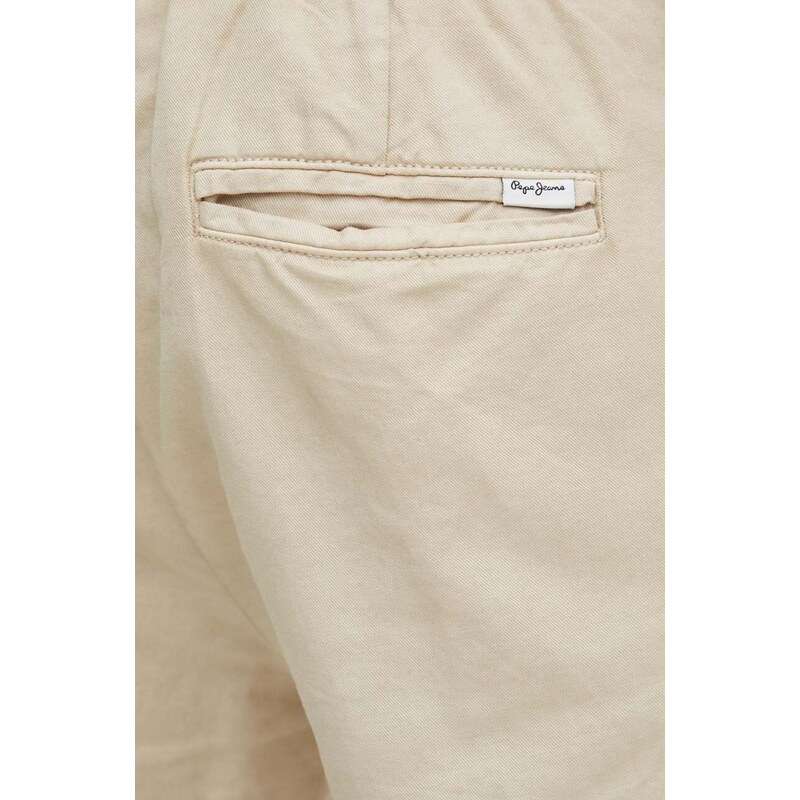 Plátěné kraťasy Pepe Jeans RELAXED LINEN SMART SHORTS béžová barva, PM801093