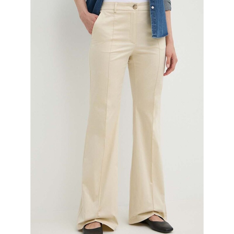 Kalhoty MAX&Co. dámské, béžová barva, zvony, high waist, 2416131034200