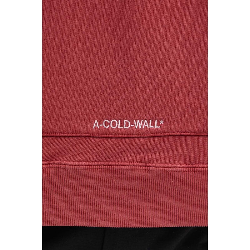 Bavlněná mikina A-COLD-WALL* Cubist Hoodie pánská, vínová barva, s kapucí, s aplikací, ACWMW173