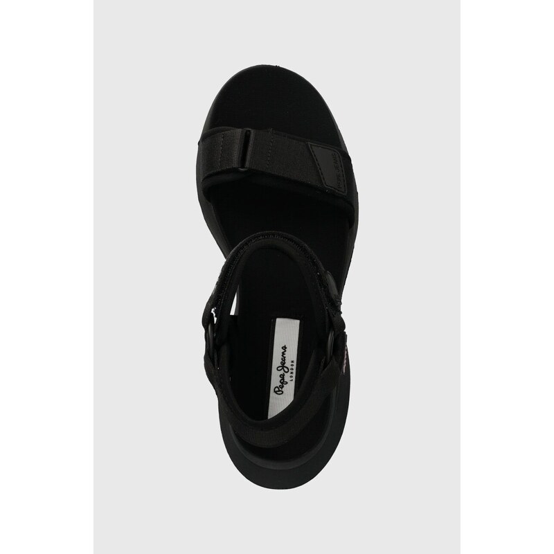 Sandály Pepe Jeans PLS90653 dámské, černá barva, na platformě, VENUS BLOCK