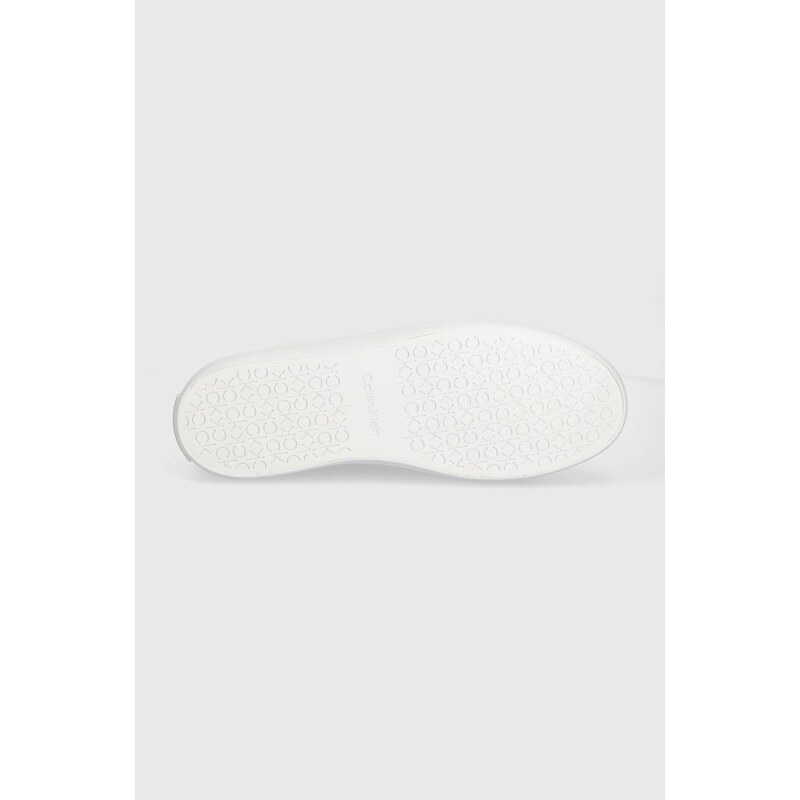Kožené sneakers boty Calvin Klein VULCANIZED LACE UP LTH bílá barva, HW0HW02134