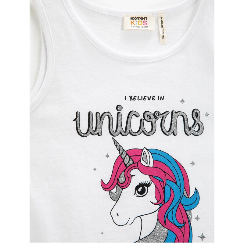 Koton Athlete Crew Neck Unicorn Printed Tassels