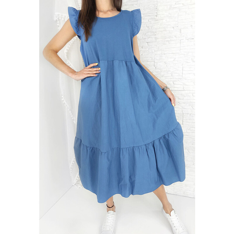 New collection Modré dlouhé šaty LA-20193BL 92282405