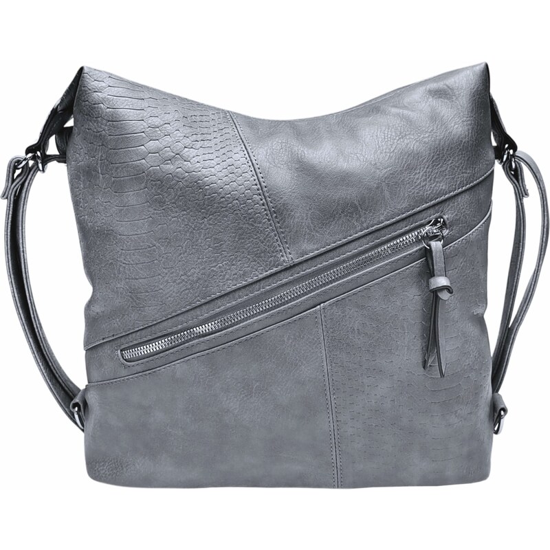 Tapple Velký středně šedý kabelko-batoh z eko kůže Nessie