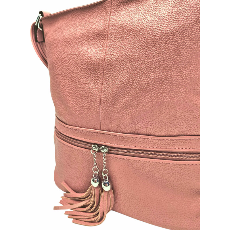 Bella Belly Stylový starorůžový kabelko-batoh 2v1 s třásněmi