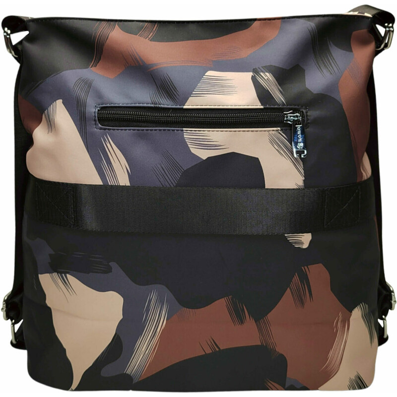 BOBO Slušivý černo-hnědý kabelko-batoh 2v1 z nylonu