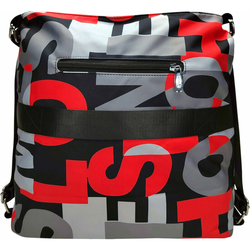 BOBO Slušivý černo-červený kabelko-batoh 2v1 z nylonu