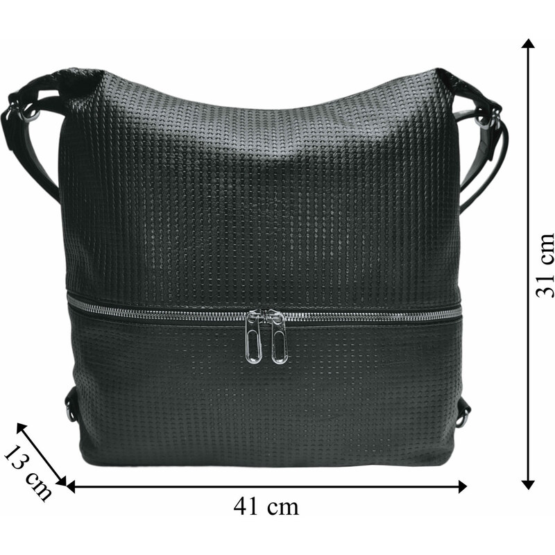 Tapple Velký černý kabelko-batoh 2v1 se vzorem