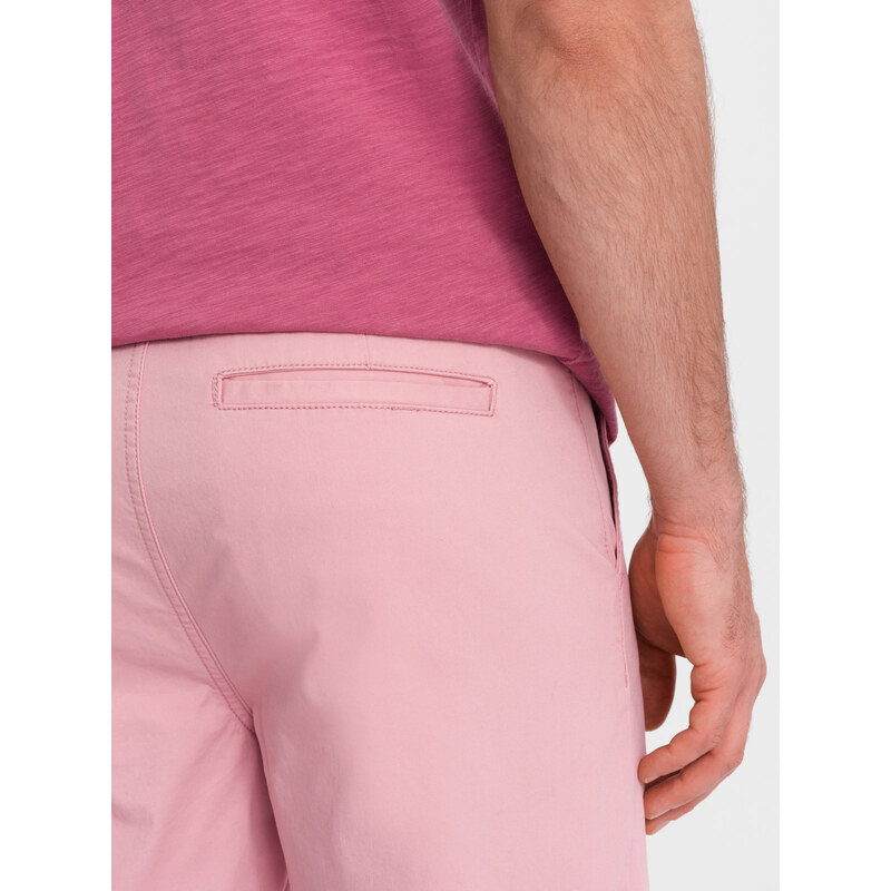 Ombre Clothing Pánské chinos šortky s džínovým lemem - růžové V8 W421