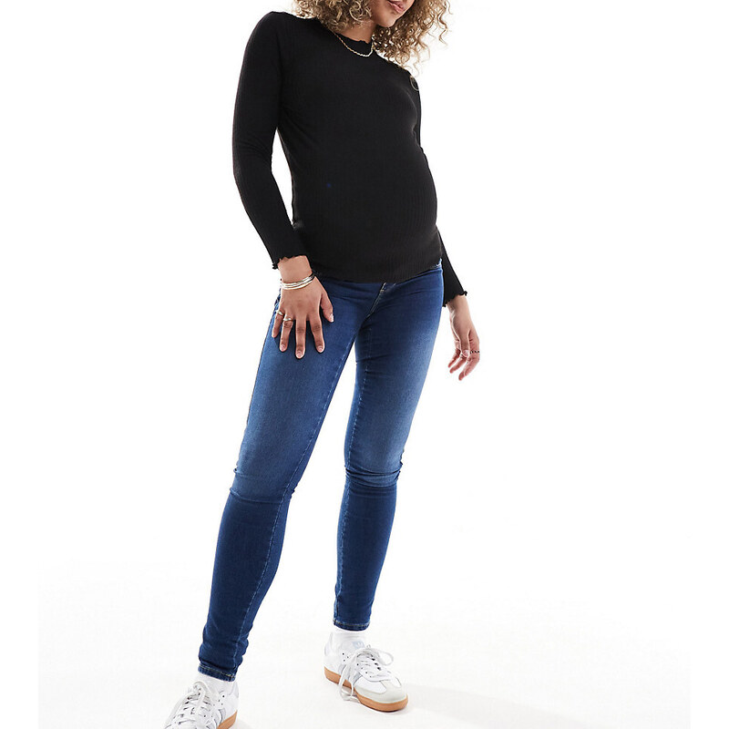 ONLY Maternity Royal skinny jeans in mid blue 91861136