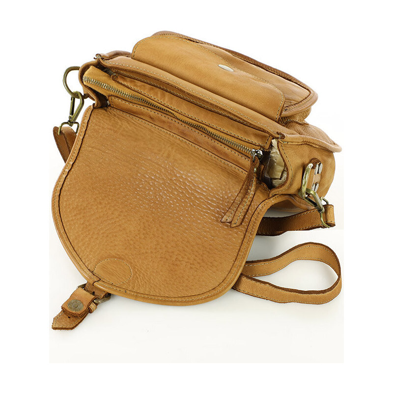 Kožená crossbody kabelka Mazzini M138 camel