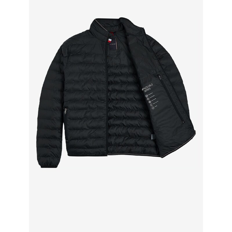 Černá pánská prošívaná bunda Tommy Hilfiger Packable Recycled Jacket - Pánské