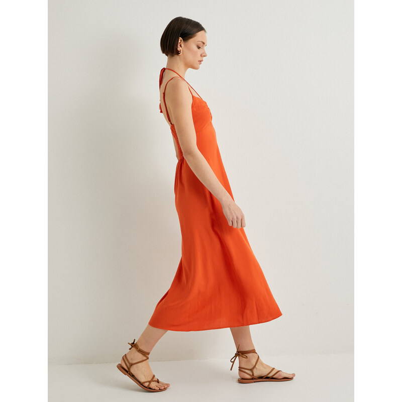 Koton Strappy Midi Dress Halter Draped