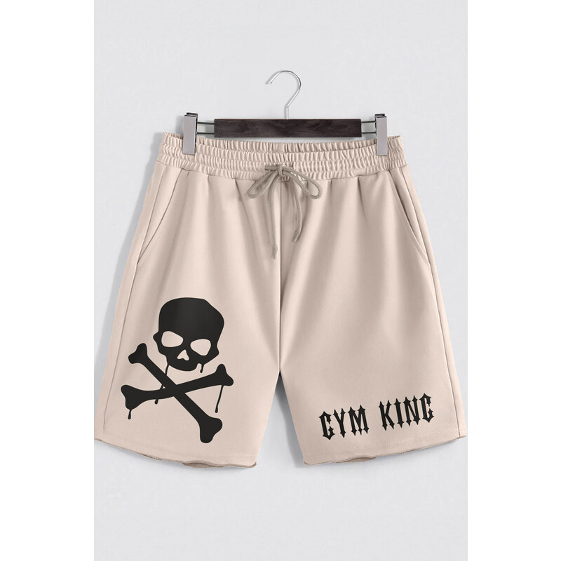 Šortky, Barva Ekru, s Potiskem Pirate Gym King